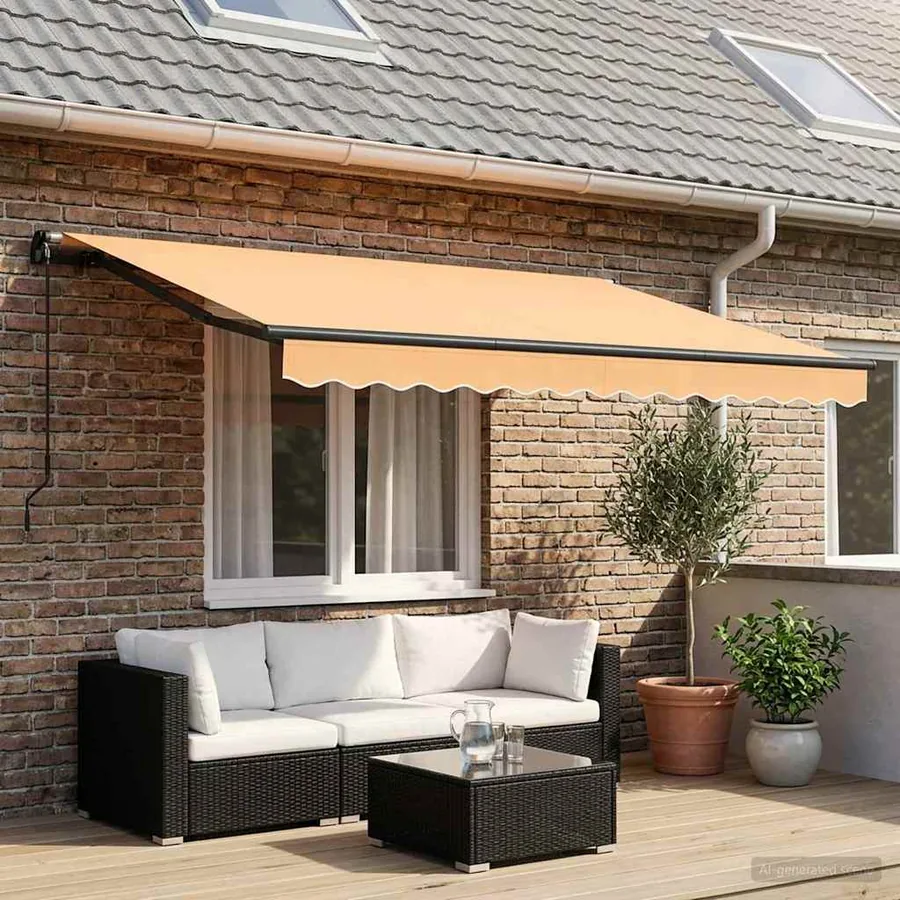 Auvent rétractable Sable 300 x 250 cm Polyester et Aluminium