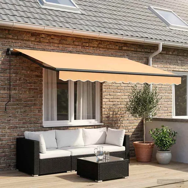 Auvent rétractable Sable 300 x 250 cm Polyester et Aluminium