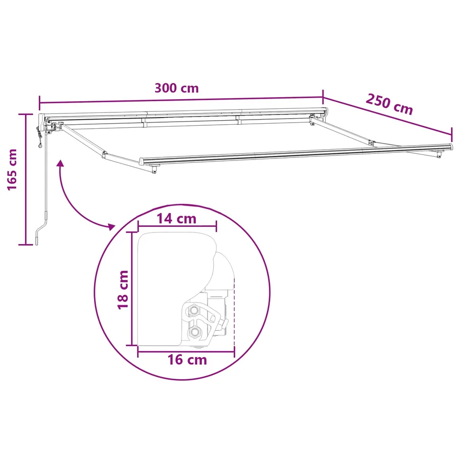 Auvent rétractable Sable 3 x 2,5 m Polyester et Aluminium - 8