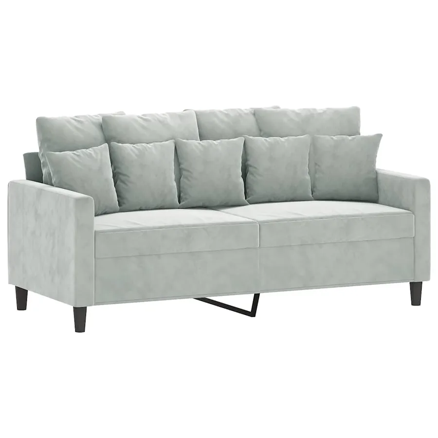 Canapé à 2 places Gris clair 140 cm Velours - 2