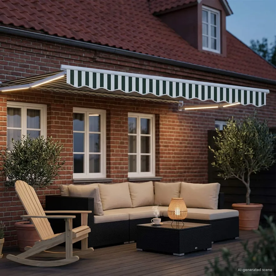 Auvent rétractable électrique Vert et blanc 3 x 2 m - 3