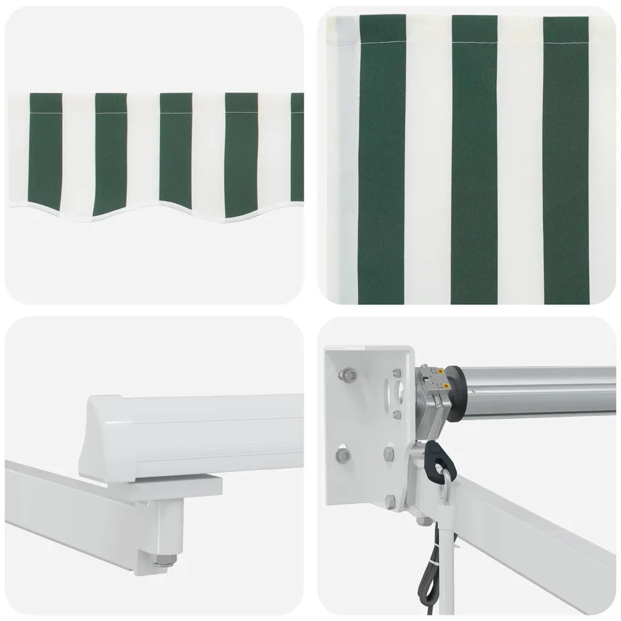 Auvent rétractable électrique Vert et blanc 3 x 2 m - 9