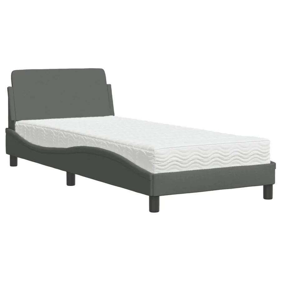 Lit avec matelas Dover gris foncé 80x200 cm tissu - 2