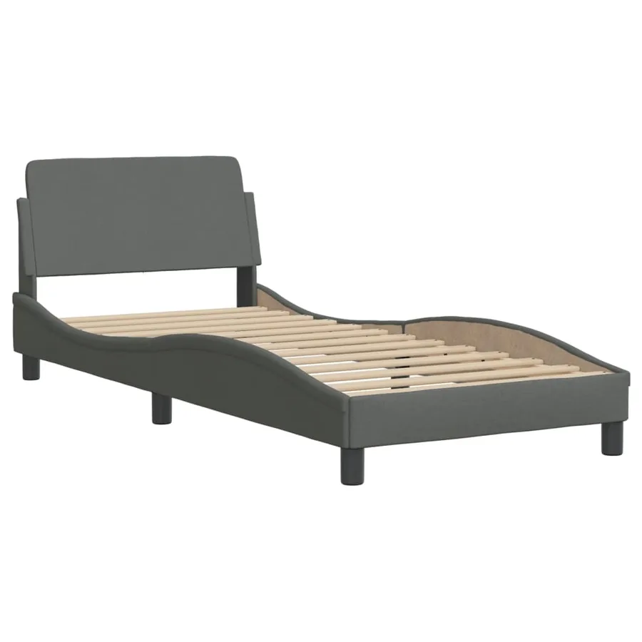 Lit avec matelas Dover gris foncé 80x200 cm tissu - 4