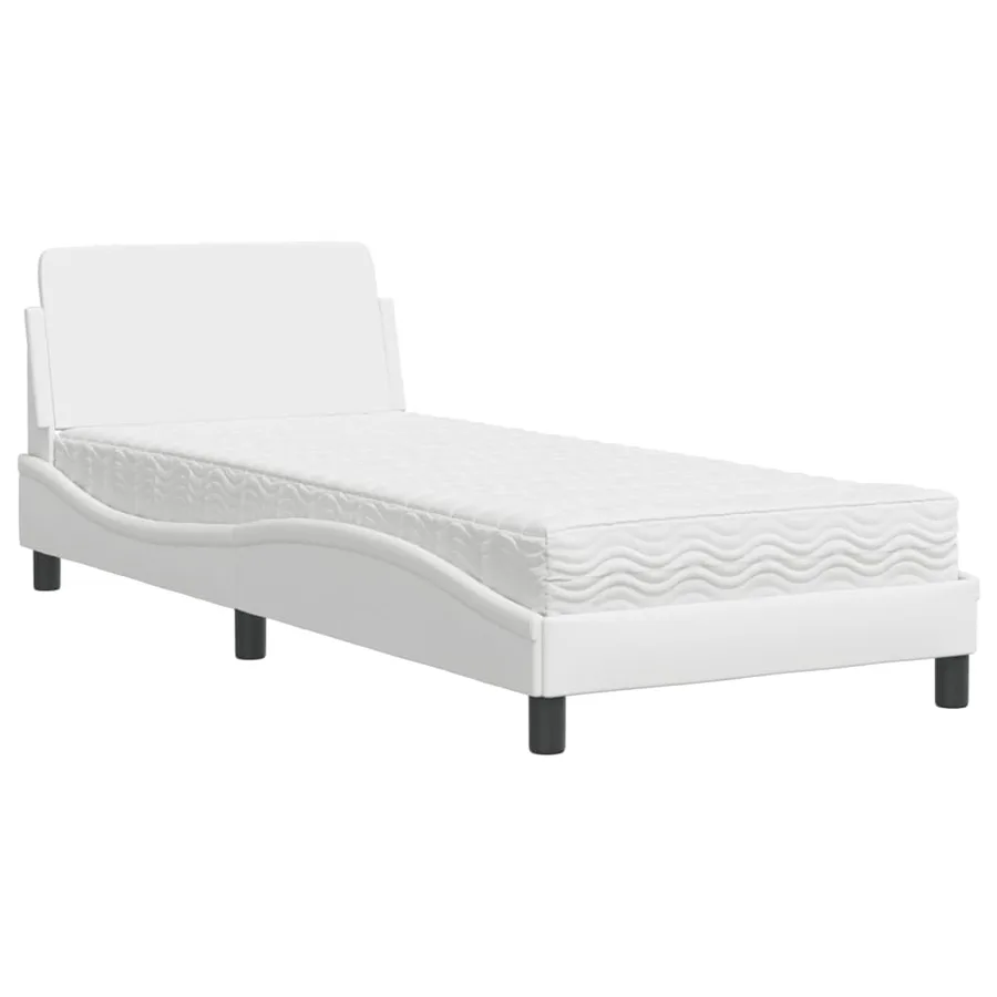 Lit avec matelas Dover blanc 80x200 cm similicuir - 2