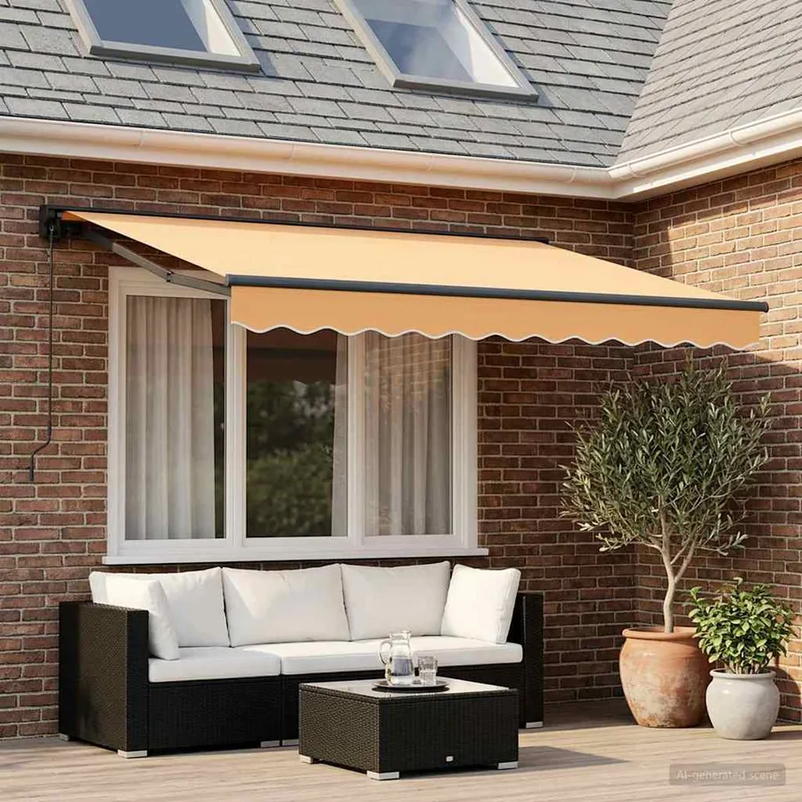 Auvent rétractable manuel Sable 3,5 x 2 m