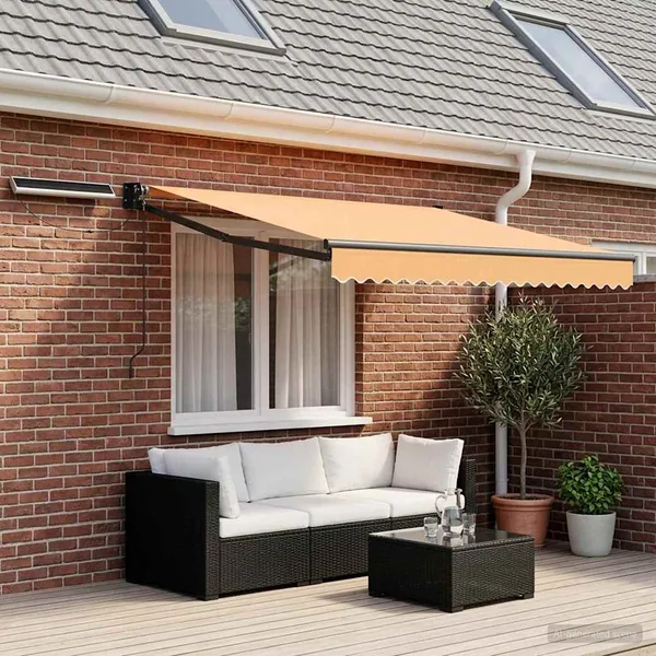 Auvent rétractable électrique Sable 100% Polyester et Aluminium