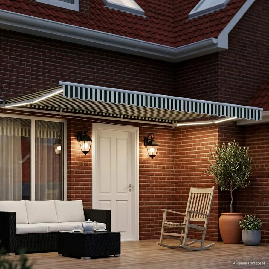 Auvent rétractable électrique Vert et blanc 4 x 2 m - 3