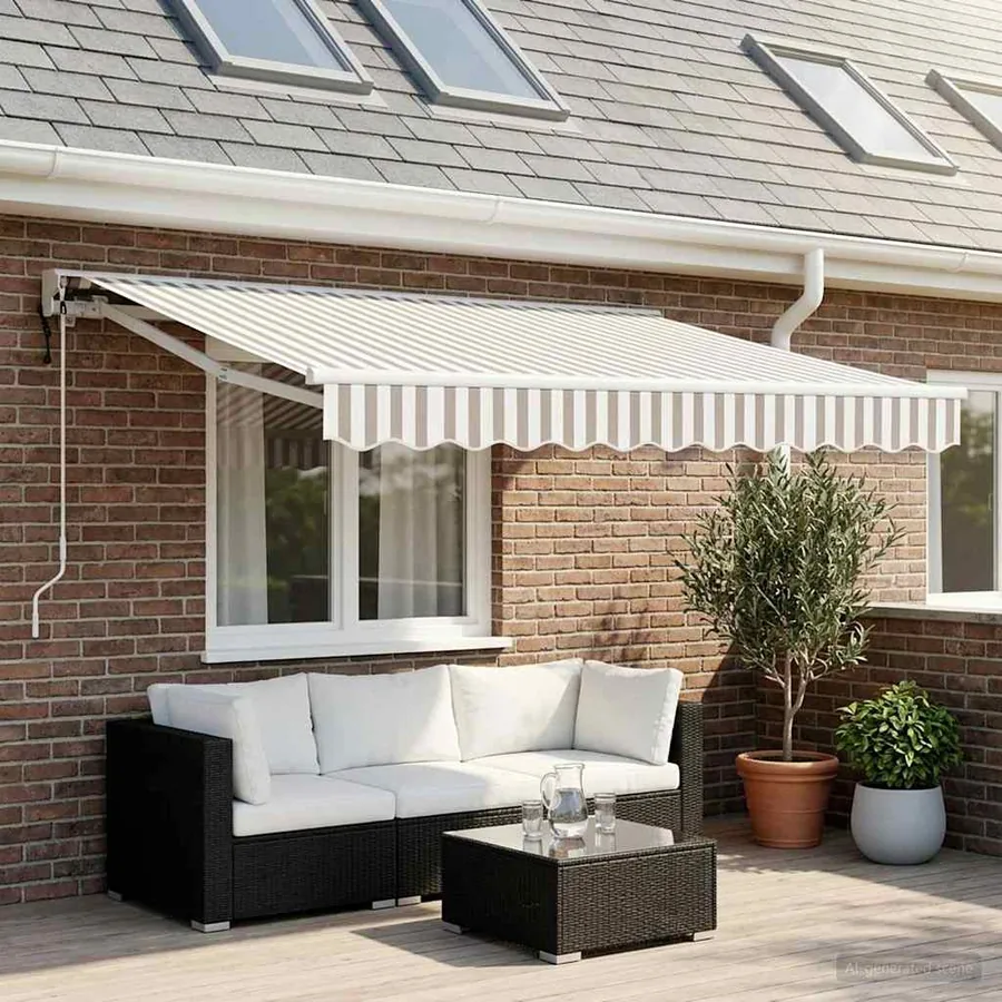 Auvent rétractable électrique Gris clair et blanc 3,5 x 2,5 m