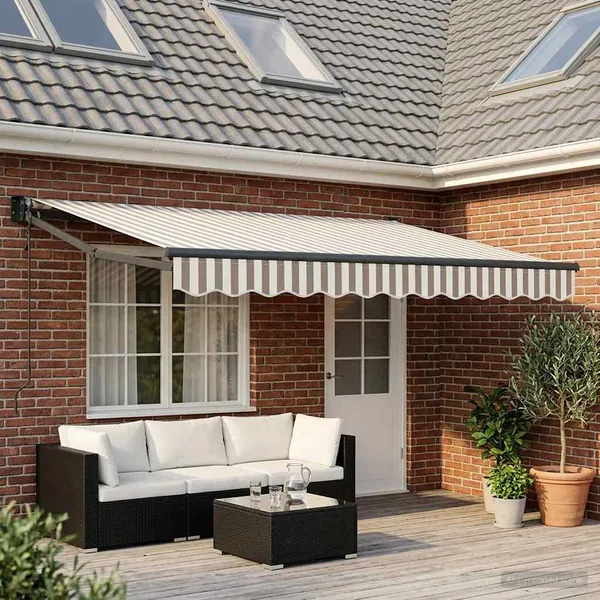 Auvent rétractable Gris clair et blanc 5 x 3 m