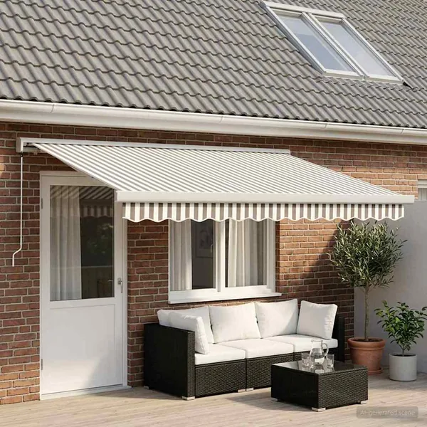 Auvent rétractable Gris clair et blanc 500 × 300 cm