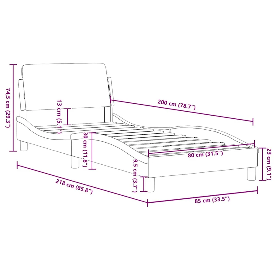 Cadre de lit Dover blanc 80x200 cm similicuir - 9