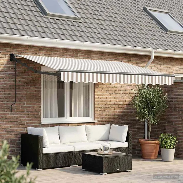 Auvent rétractable Gris clair et blanc 3 x 2 m