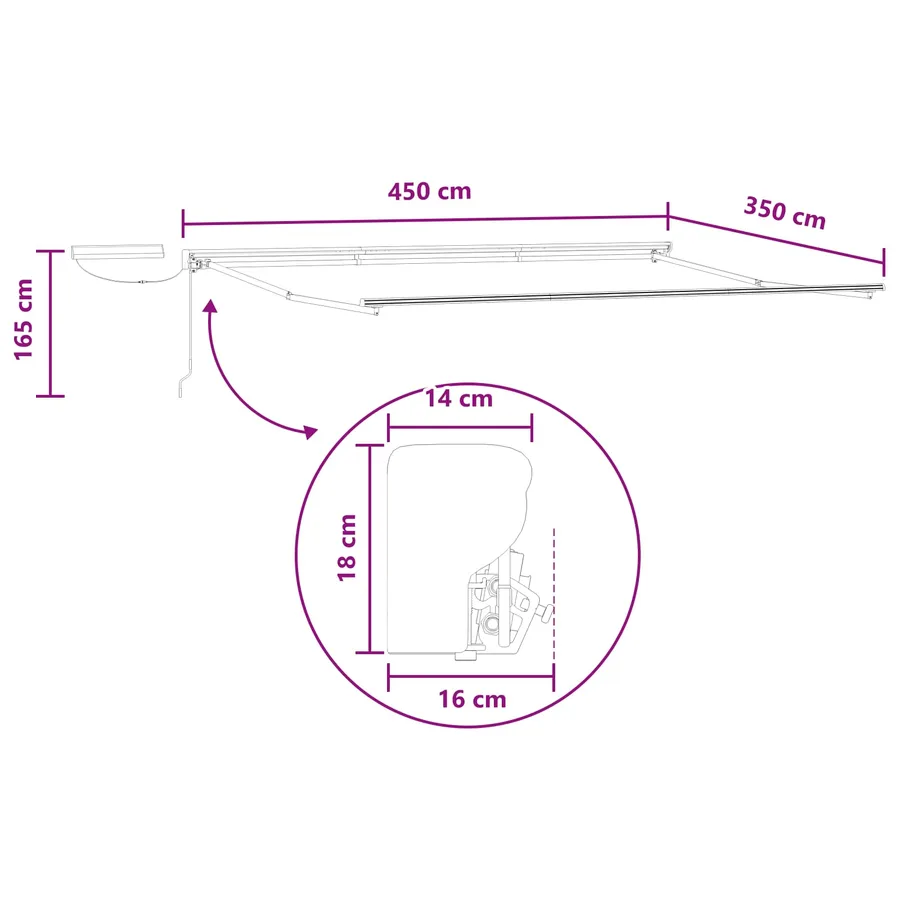 Auvent rétractable électrique Sable 4,5 × 3,5 m - 9