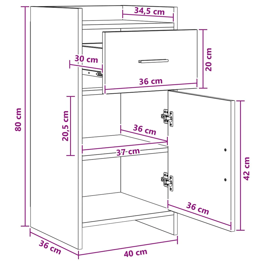 Buffet Bois ancien 40 x 36 x 80 cm Bois d'ingénierie - 8