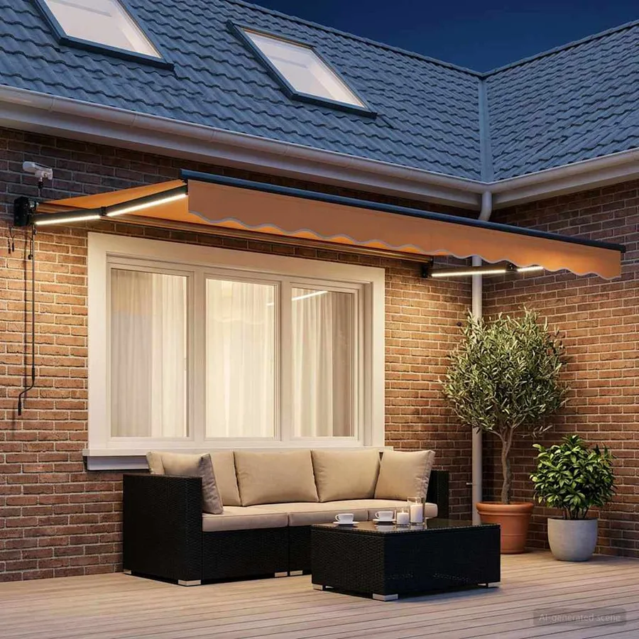 Auvent rétractable électrique Sable 100% Polyester et Aluminium - 3
