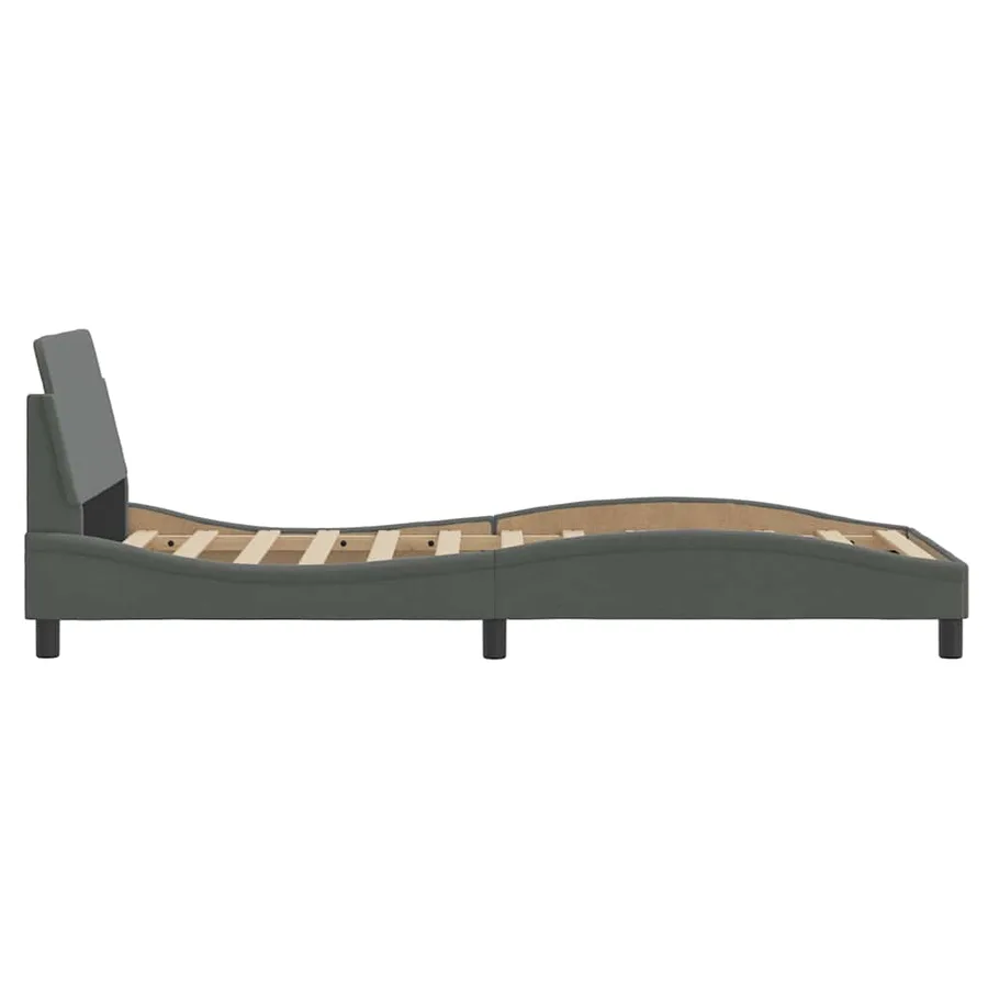 Cadre de lit Dover gris foncé 80x200 cm tissu - 5