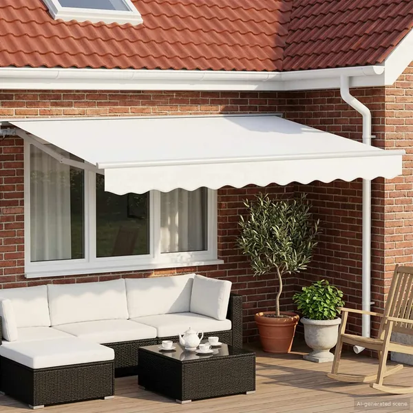 Cadre de store manuel avec LEDs Blanc 3 x 2 m