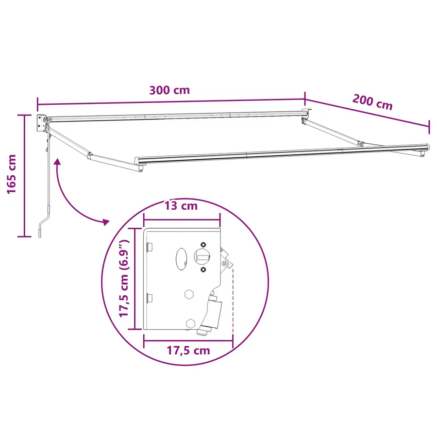 Auvent rétractable Gris clair et blanc 3 x 2 m - 8