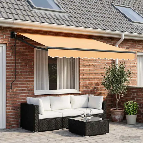 Auvent rétractable Sable 2,5 x 2 m Polyester et métal