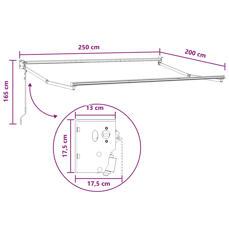 Auvent rétractable Sable 2,5 x 2 m Polyester et métal - 8