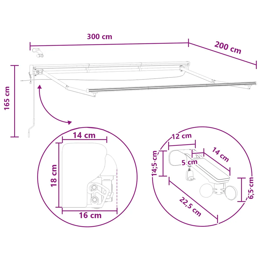 Auvent rétractable électrique Sable 3 x 2 m - 12