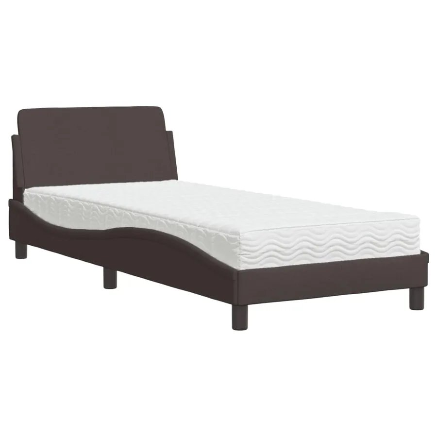 Lit avec matelas Dover marron foncé 80x200 cm tissu - 2