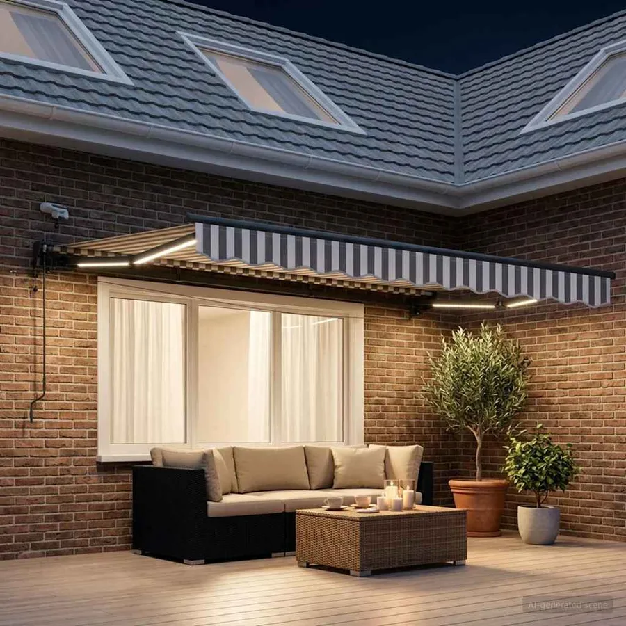Auvent rétractable électrique Gris clair et blanc 3 x 2 m - 3