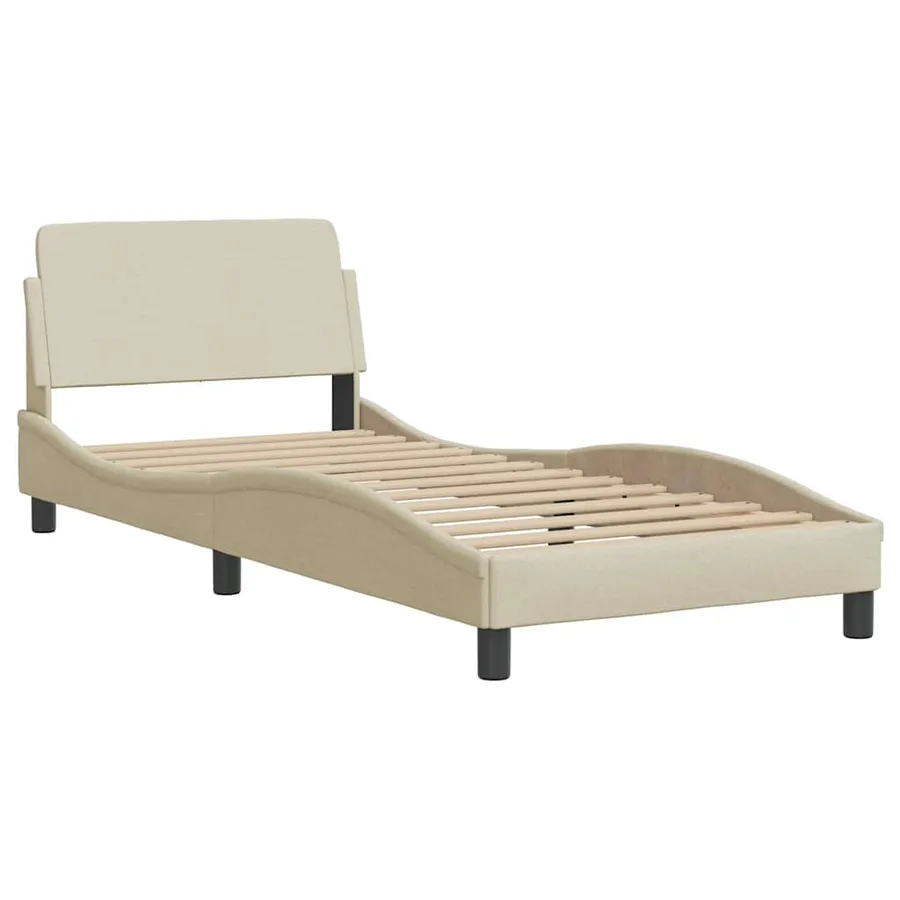 Cadre de lit avec tête de lit Dover crème 80x200cm tissu - 3