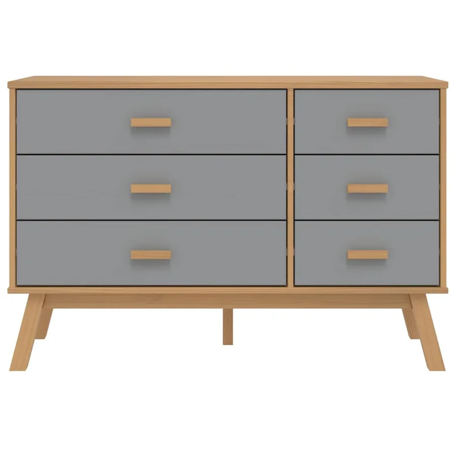 Armoire à tiroirs OLDEN gris et marron bois de pin solide - 7