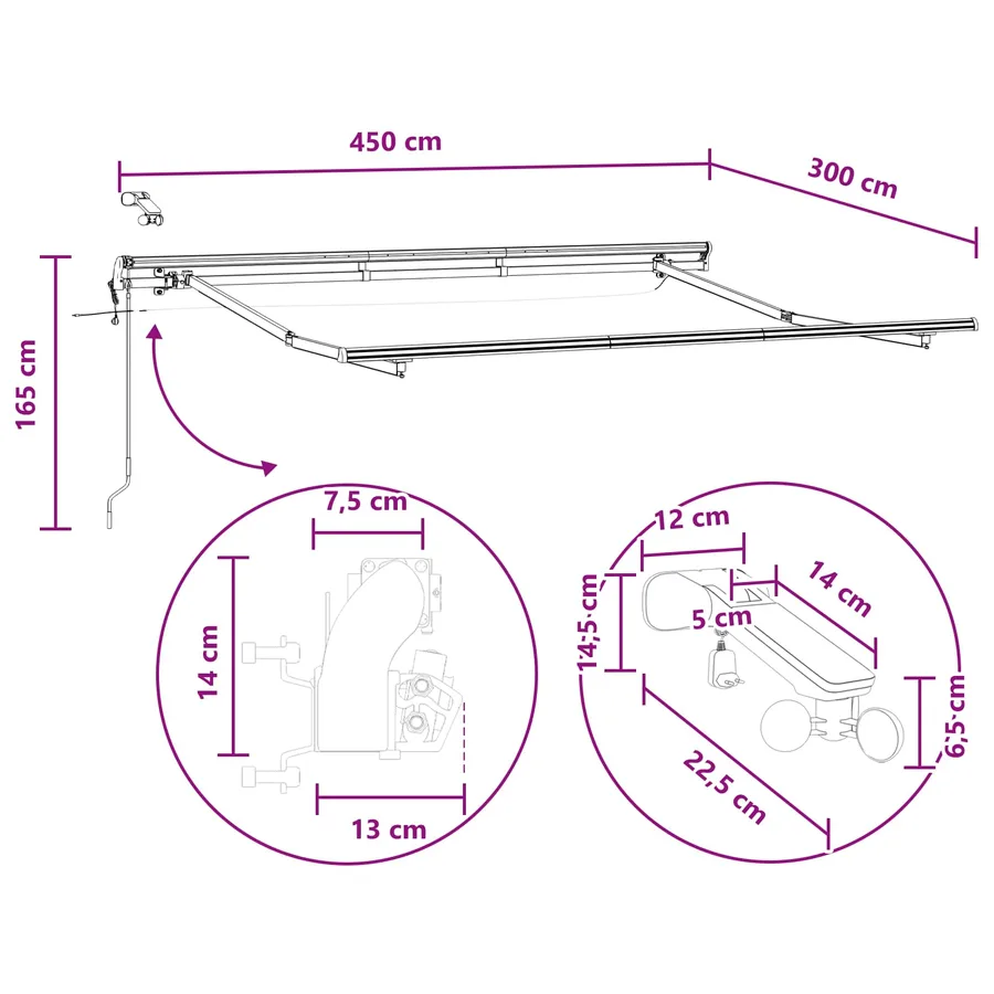 Auvent rétractable Sable 450 × 300 cm Polyester - 13