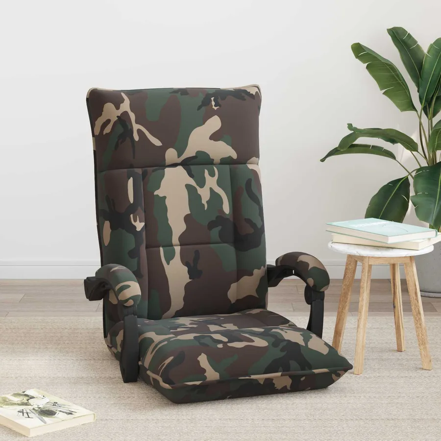 Fauteuil de sol ajustable Vert armée Tissu - 3