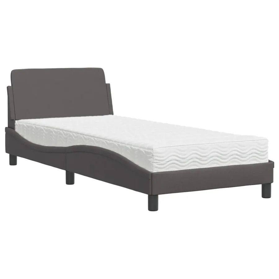 Lit avec matelas Dover gris 80x200 cm similicuir - 2