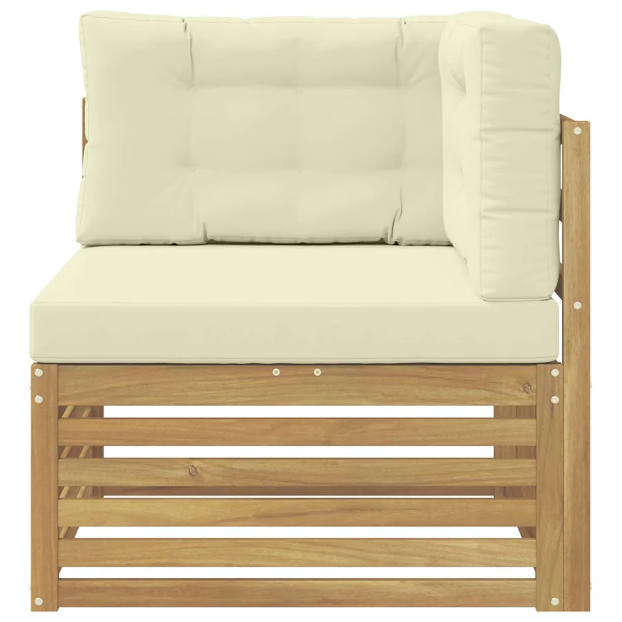 Canapé d'angle extérieur Bois d'Acacia Massif Blanc - 3