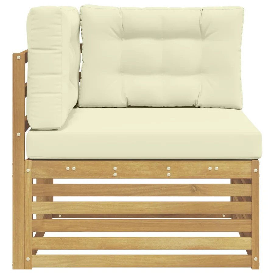 Canapé d'angle extérieur Bois d'Acacia Massif Blanc - 4