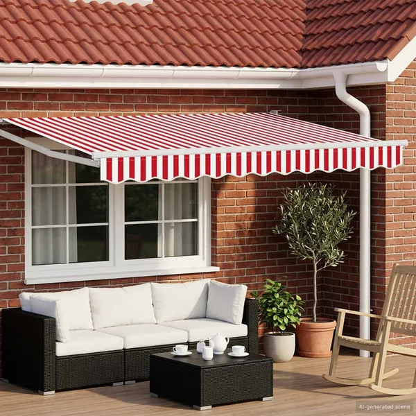 Auvent rétractable électrique Rouge et Blanc 2,5 x 2 m