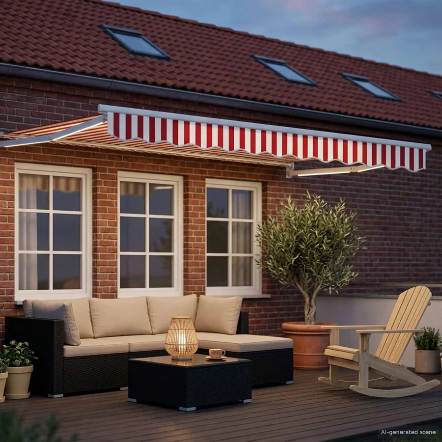 Auvent rétractable électrique Rouge et Blanc 2,5 x 2 m - 3