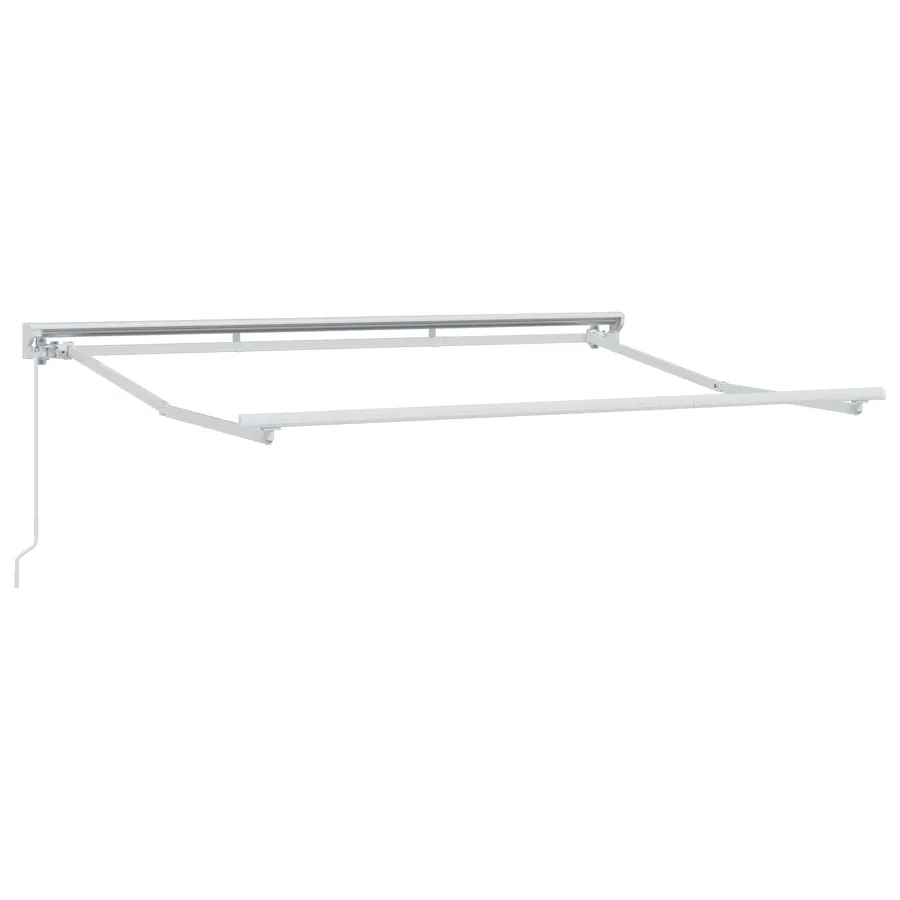 Auvent rétractable manuel Gris clair et blanc 4 × 3,5 m - 3