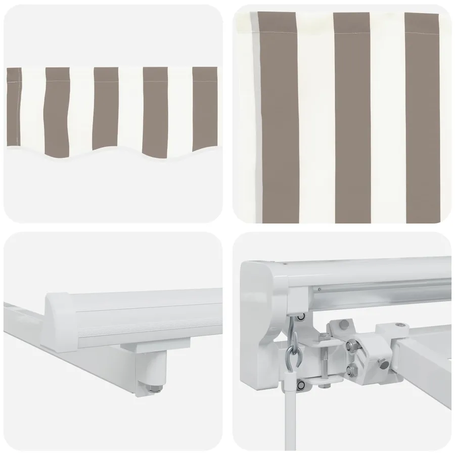 Auvent rétractable manuel Gris clair et blanc 4 × 3,5 m - 4