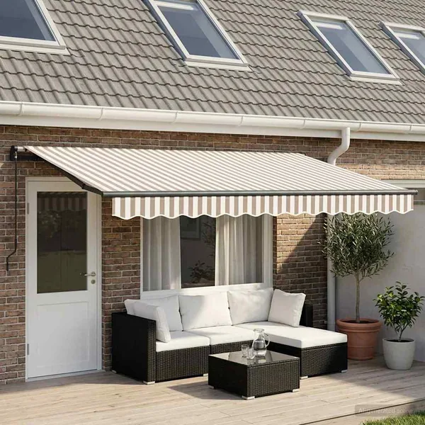 Auvent rétractable Gris clair et blanc 400 × 350 cm