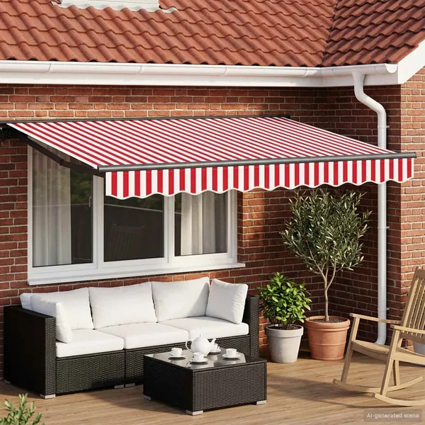 Auvent rétractable électrique Rouge et Blanc 2,5 x 2 m
