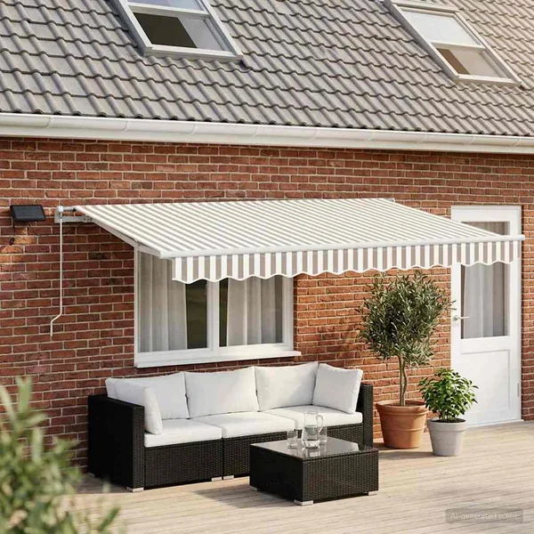 Auvent rétractable Gris clair et blanc 400 × 350 cm