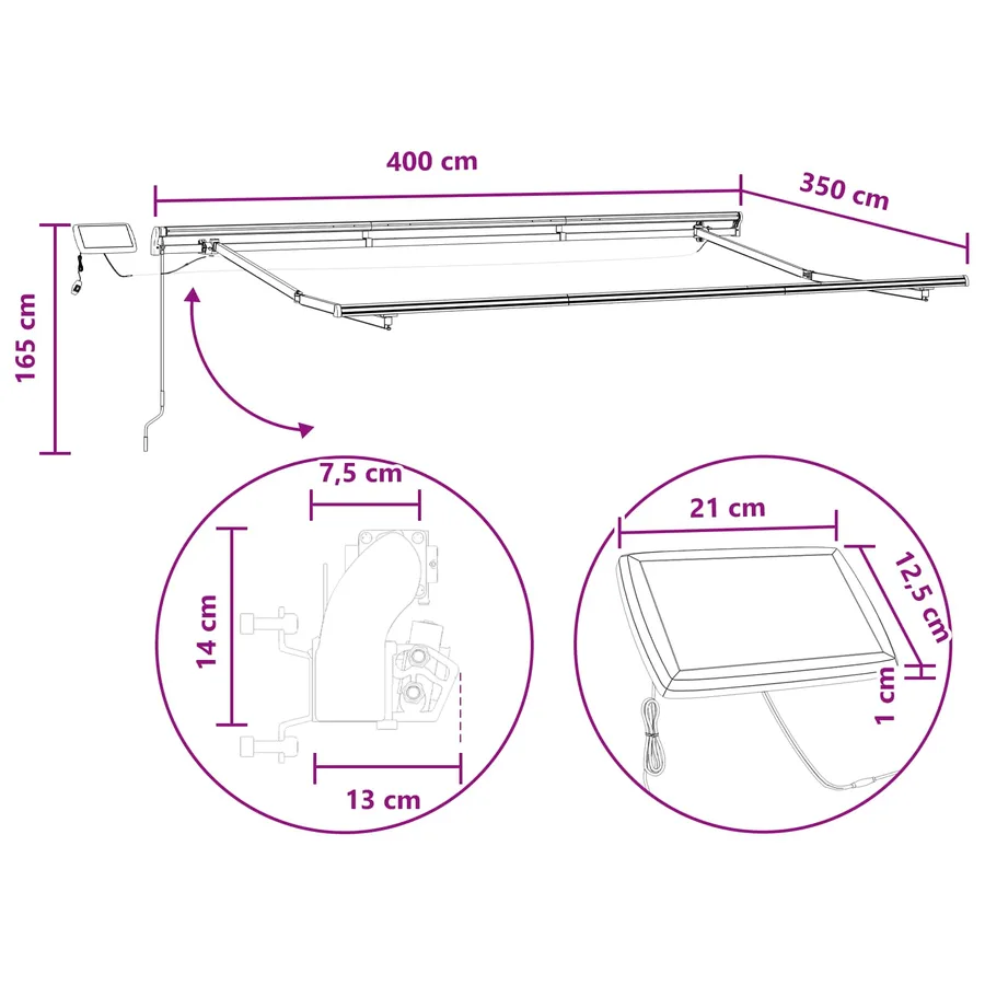 Auvent rétractable Gris clair et blanc 400 × 350 cm - 8