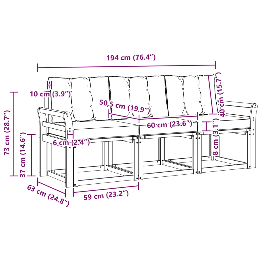Ensemble de canapés d'extérieur 3 pcs Blanc et gris clair - 6
