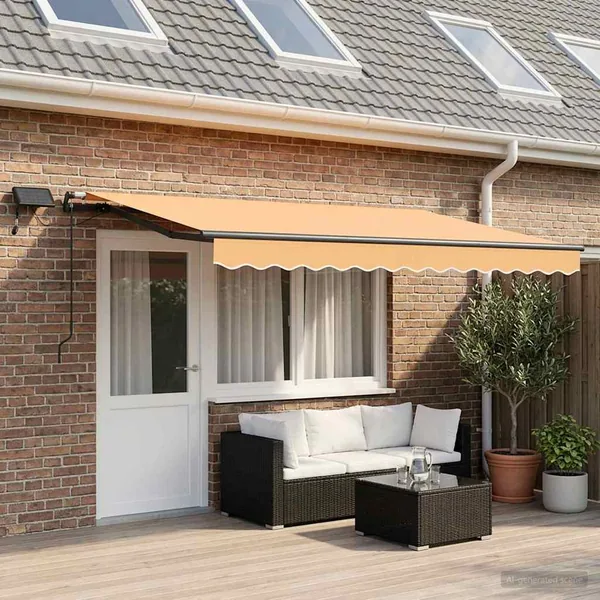 Auvent rétractable Sable 500 × 350 cm Tissu et Aluminium