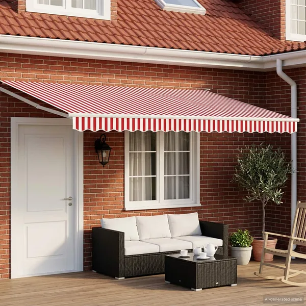Auvent rétractable électrique Rouge et Blanc 5 x 3 m