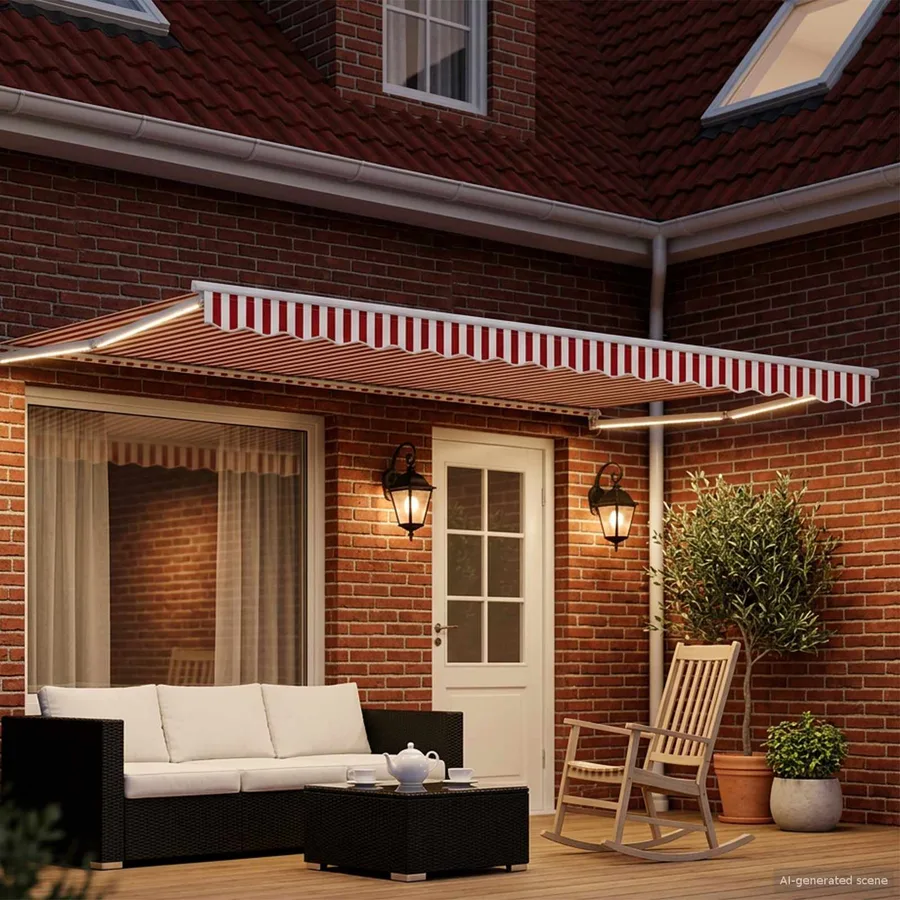 Auvent rétractable électrique Rouge et Blanc 5 x 3 m - 3