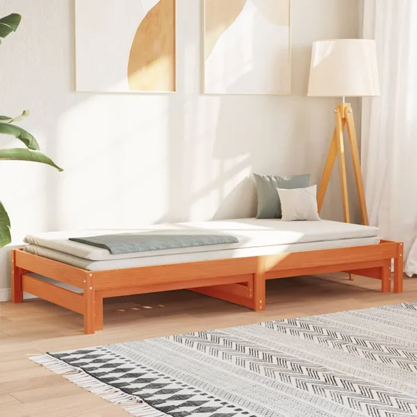 Lit de jour et lit gigogne sans matelas cire marron 90x190 cm