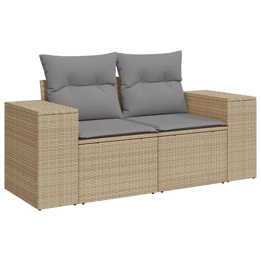 Salon de jardin avec coussins 3 pcs beige résine tressée - 3