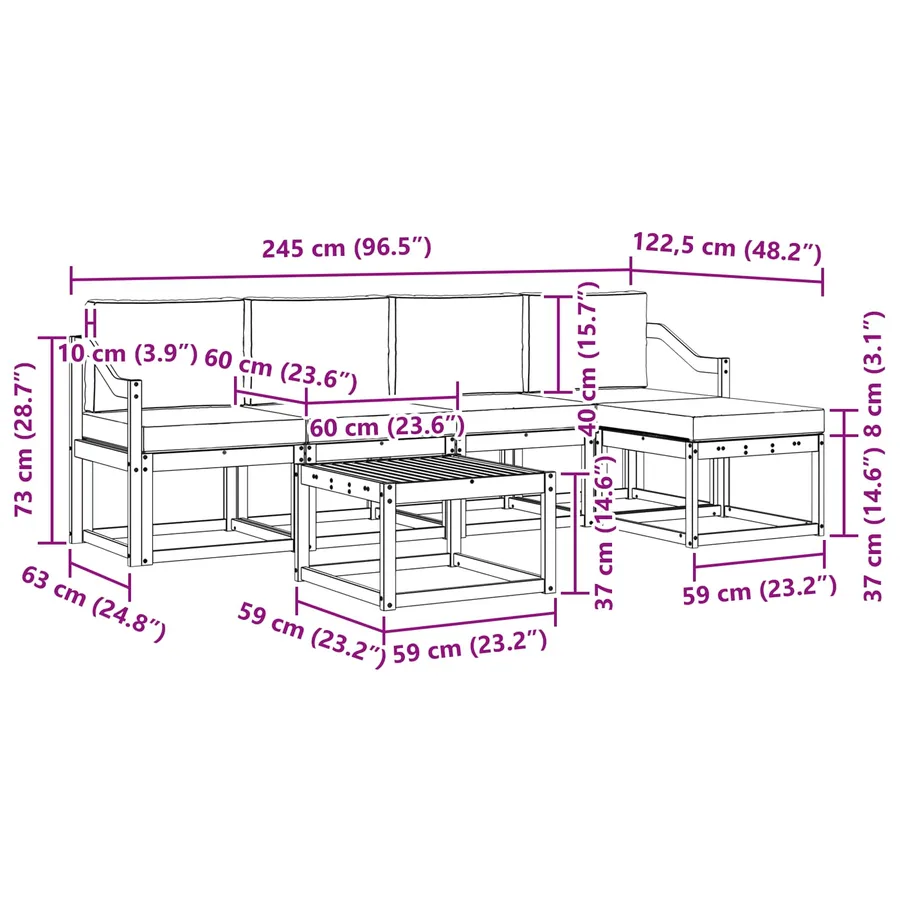 Ensemble de canapés d'extérieur 6 pcs Blanc et anthracite - 7
